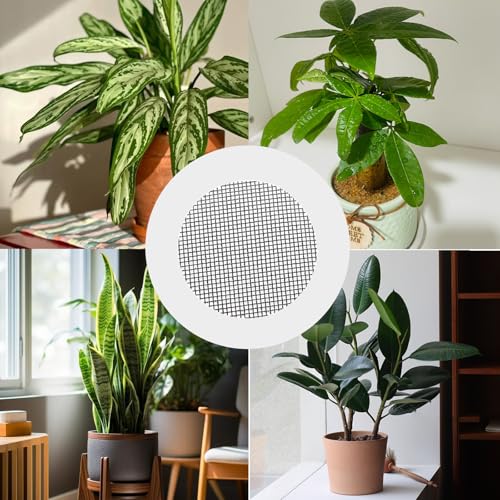 PINE & LINEN 100pcs Flower Pot Hole Mesh Pad, Round Drainage Mat Plant Potting Grid Mat, Prevent Soil Loss for Gardening/Gardeners(5cm/2inch) - size: 5cm/2inch