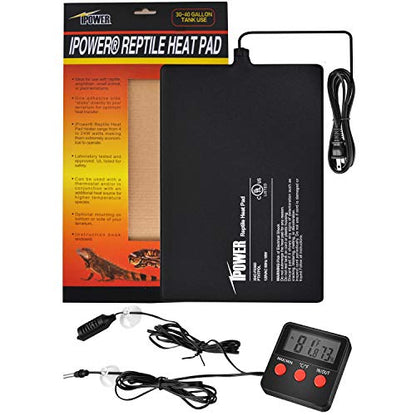 iPower 8"x12" Reptile Under Tank Heating Pad Heat Mat Terrarium Heater Warmer, Digital Thermometer and Hygrometer with Temperature and Humidity Probe for Amphibian Pet and Small Animals - size: 8 X 12 Inch, style: Pad + Thermo & Hygrometer