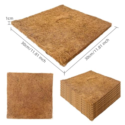 6-Pack Natural Coconut Fiber Reptile Carpet, 12x12 Inch Eco-Friendly Terrarium Liner & Bedding for Lizard, Snake, Turtle, Tortoise, Bunny Habitat