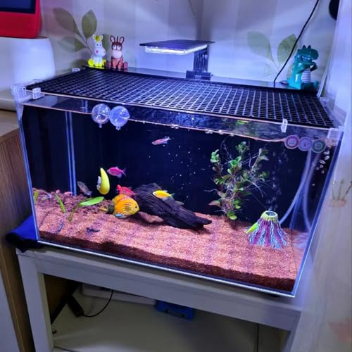 4PCS Fish Tank Dividers Lid, Aquarium Grid Bottom Isolation Tray Board, Plastic Egg Crate - color: Black, size: 4PCS