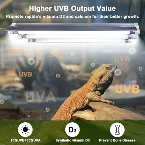 Celiwace T5 Reptile Light Fixture Combo Kit 16 Watts, 12 Inches UVB Light 2x8 Watt, T5 10.0 UVB Reptile Light Fixture, Desert Reptile Light for Lizard, Bearded Dragon, Tortoise - size: 16W Light Fixture Kit (2 Bulbs)