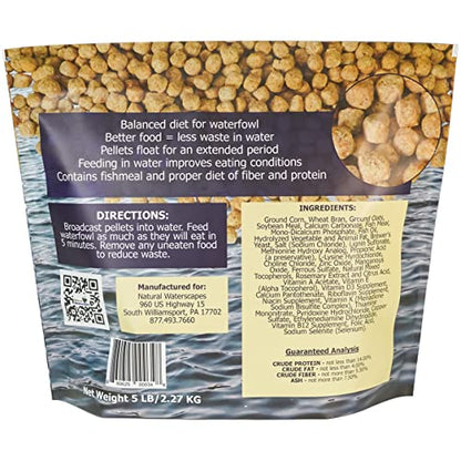 Natural Waterscapes Waterfowl Feed (5 lb) Floating Duck Food | for Wild Ducks, Pet Ducks, Geese, Swans
