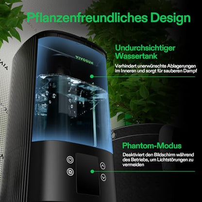 VIVOSUN AeroStream H05 1.32 Gal Smart WiFi Humidifier with Humidity Probe | VPD Control, Smart Auto Humidity Adjustment, 5L Large Capacity, Grow System Compatible, Designed for Growers - size: 5 L