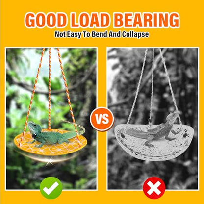 Lizard Swing Hammock, 15.7 * 9.8 Inch Reptile Hammock Climbing Hanging Bed for Bearded Dragon, Lizard, Gecko, Snake (Yellow Lattice) - color: Yellow Lattice