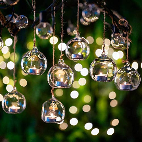 Set of 24 Wedding Hanging Glass Orbs, Glass Tea Light Terrarium, Globe Terrarium, Tea Light Holders, Wedding Decor Indoor Outdoor - size: 24