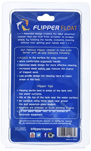 Flipper Cleaner Float - 2-in-1 Floating Magnetic Aquarium Glass Cleaner - Fish Tank Cleaner - Scrubber & Scraper Aquarium Cleaning Tools - Floating Fish Tank Cleaner, Standard - size: Standard – 1/4" to 1/2"