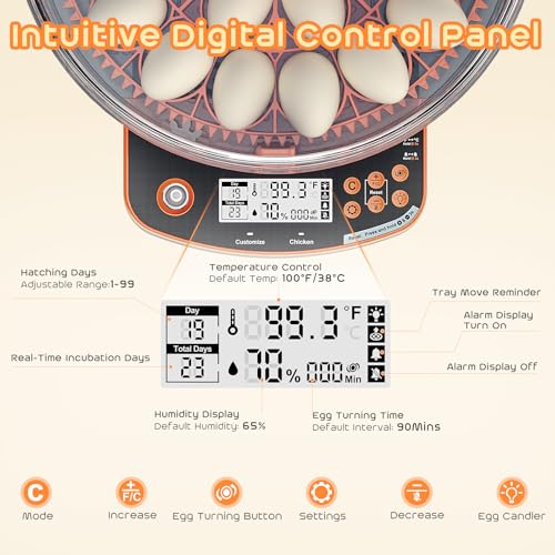 AsFrost Automatic Incubators for Hatching Eggs, 24 Egg Incubator,Upgrade Digital Incubator with Dual Modes,Temp & Humidity Control,Auto Turner, Egg Candler, Incubator for Hatching Quail & Poultry Eggs