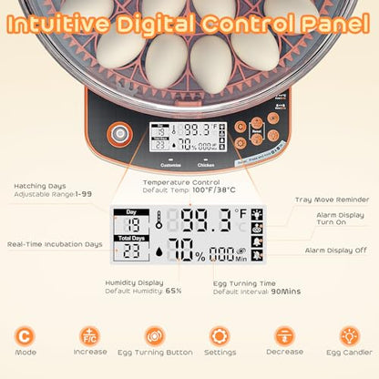 AsFrost Automatic Incubators for Hatching Eggs, 24 Egg Incubator,Upgrade Digital Incubator with Dual Modes,Temp & Humidity Control,Auto Turner, Egg Candler, Incubator for Hatching Quail & Poultry Eggs