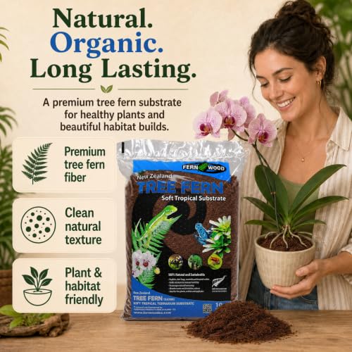 Fernwood Orchid Growing Medium and Reptile Substrate - 10 Liter (9.1 Quart) | Tree Fern for Orchids, Aroids, and Other Epiphytes | Use in Terrariums and Vivariums | Natural, Organic, Long Lasting