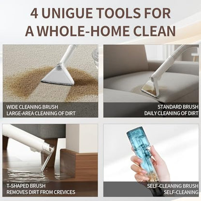 PUREBEAR Portable HandHeld Carpet Cleaner Machine, Spot Cleaner | 18Kpa Suction Power| Shampooer| Dual Tank| Upholstery| Couch, Car Seat, Rug, Mattress| 2 Cleaning Heads| Self Cleaning