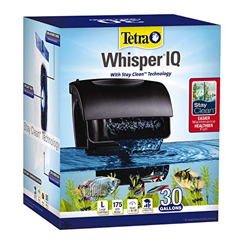 Tetra Whisper IQ Power Filter, 175 GPH, with Stay Clean Technology, 30 Gallons | For Fish Tanks Up To 30 Gallons, Whisper Quiet, Freshwater Or Marine Fish, Stay Clean Technology For Healthy pH Levels - size: 30-Gallon