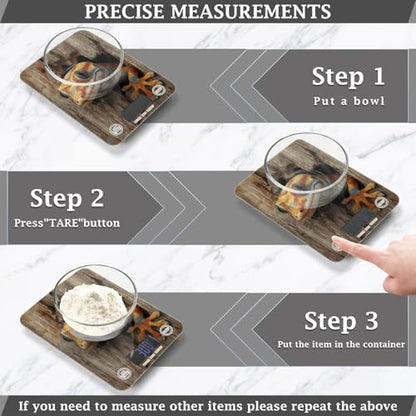 geckoes Reptile 3d Wood Background Soap Making scale for food weight 11lb/0.18oz, 5kg/5g gram scales digital weight with 4 unit for Baking Baking peso digital para comida