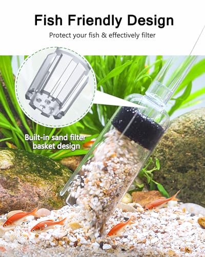AQQA 4-in-1 Aquarium Gravel Cleaner, Adjustable Flow Fish Tank Vacuum | Multi-use for Water Changing, Gravel Sand Cleaning, Dirty Sucking, Ergonomic Design for Daily Fish Tank Maintenance