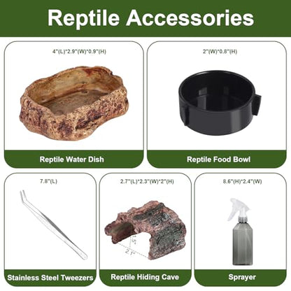 Tarantula Enclosure Spider Terrarium Hermit Crab Tank Starter Kit | Escape Proof PC Reptile Habitat 10.2" x 5.9" x 5.7" Full View for Isopods Bug Insect Frog Gecko - size: M-Starter Kit