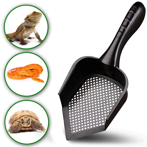 SunGrow Reptile Litter Scoop, Pointed Edge, for Cat & Chicken Coop, Right-Angled Wide and Deep Shovel, Black, 1 Pc per Pack - size: 12" x 5" x 2"