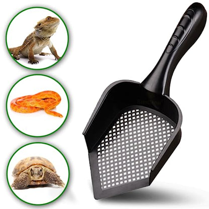 SunGrow Reptile Litter Scoop, Pointed Edge, for Cat & Chicken Coop, Right-Angled Wide and Deep Shovel, Black, 1 Pc per Pack - size: 12" x 5" x 2"