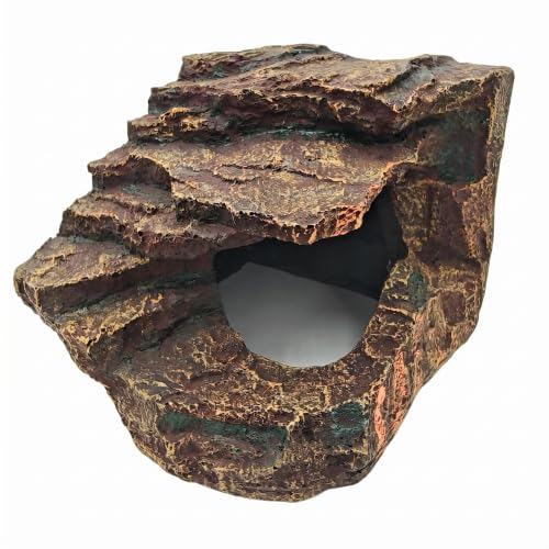 Reptile Hideouts,Resin Reptile Cave Habitat for Leopard Geckos, Lizards, Turtles, Snakes and Amphibians. (Square Turtle Platform, Large) - color: Square turtle platform, size: Large