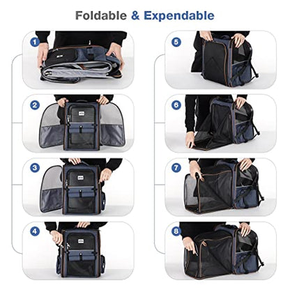 Large Cat Backpack Carrier Expandable Pet Carrier Backpack for Small Dogs Medium Cats Fit Up to 18 Lbs, Dog Backpack Carrier, Foldable Puppy Backpack Carrier for Travel, Hiking,Blue - color: Blue