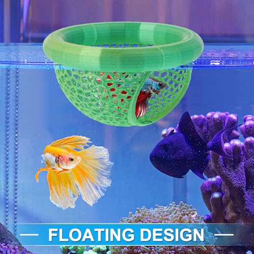 Floating Betta Cave & Hammock, Multi-Functional Hideout for Aquarium Green - color: Green