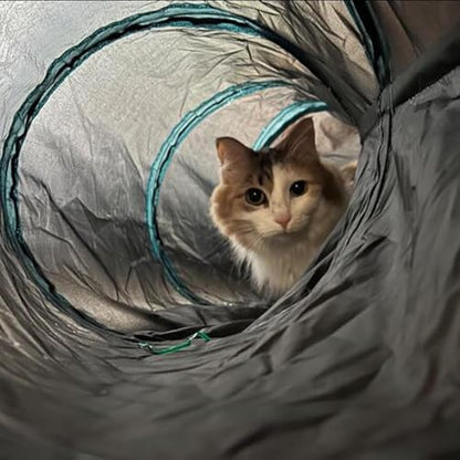 Bemodst Cat Tunnel for Indoor Cats, 5 Way Cat Tubes and Tunnels Collapsible S-Shape Small Animal Tubes Kitty Tunnels Interactive Maze Cat Toy for Kitten Rabbit Ferret - 5 Way - color: Black&Blaue 5 way