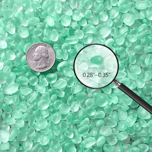 Keedolla Mint Green Sea Glass Stones Frosted Glass Pebbles Gemstones for Aquarium Rocks, Fish Tank Gravel, Vase Fillers, DIY Crafts - 230g/8oz - color: Mint Green, size: 0.5 LB