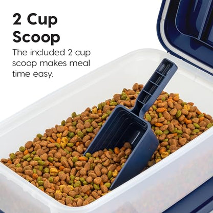 IRIS USA Dog Food Storage Container, 2-Pack, Up to 14 lbs, Navy | Made in the USA, Comes with 2-Cup Sccop, Stacklable, Airtight Seal, BPA-Free, Bird Seed, Cat food, Treats, Keeps Kibble Fresh - color: Navy, size: 14 lbs - 2 Pack