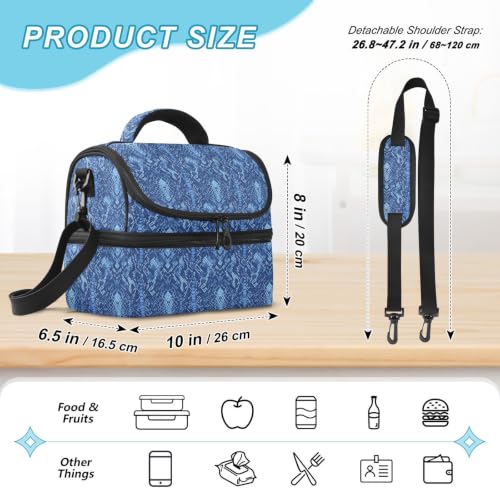 Snakes Insulated Lunch Tote Bag Organizer for Men | 8L Double Deck,Large Lunch Box with Shoulder Strap,Thermal Meal Prep Cooler,Suitable for School Work Picnic Office Travel