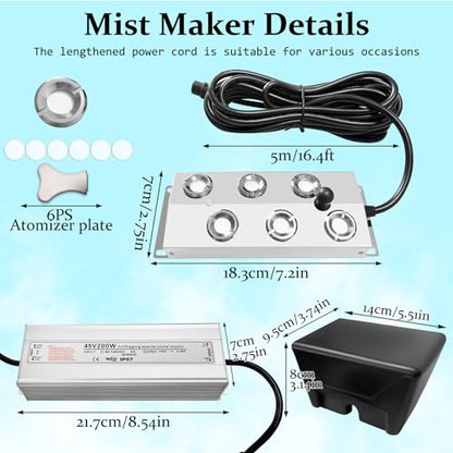 Ultrasonic Fogger 6 Head Ultrasonic Mist Maker,5000ml/H 200W Fogger | 6 Head Ultrasonic Fogger Mist Maker,6 Head Ultrasonic Mist Maker fogger Ultrasonic Mister Fogger 6 Fogger Ultrasonic Fogger - color: 6 Head Ultrasonic Fogger