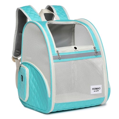 Cat Backpack Carrier for Small Dogs and Medium cat Puppy Kitten Bunny Pet Carrier Backpack Collapsible with Fully Ventilated Mesh with Safety Leash (LightGreen, 12.9" L x 10.62" W x 15.5" H - M) - color: LightGreen, size: Medium