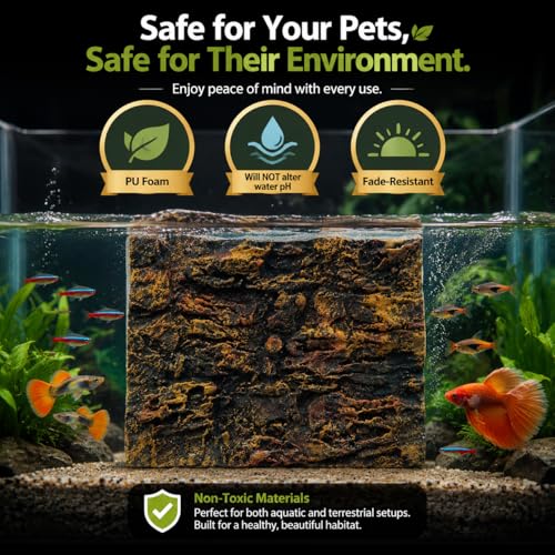 3D Reptile Terrarium Background 17.7x11.8in - PU Foam Rock Wall Backdrop for Bearded Dragon Lizard Gecko Turtle Fish Tank Aquarium Decor