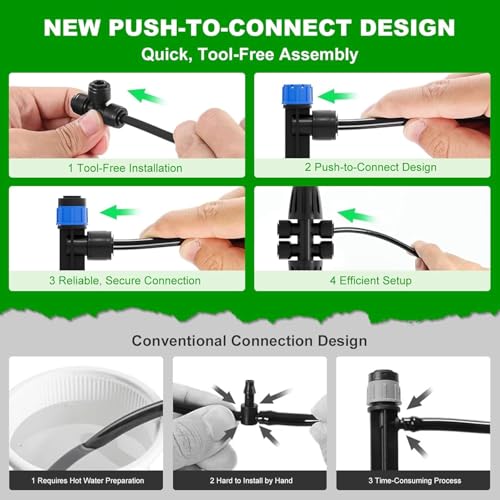 1/4 Inch Drip Irrigation Tee Connectors, Barbed T Fittings for 1/4" Tubing, Quick-Install Leak-Free Splitters for Drip & Sprinkler Irrigation Systems, 18 Pack - style: 1/4-inch tee