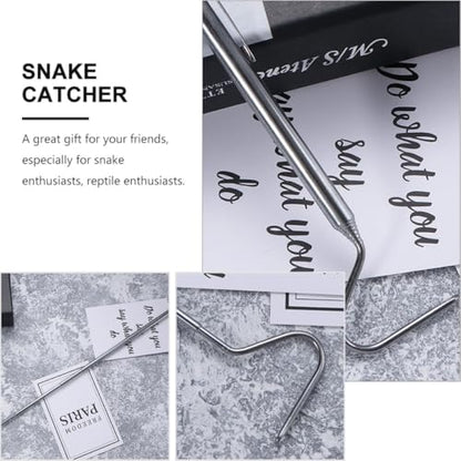 DOITOOL 2pcs Stainless Steel Snake Catching Hooks 71cm Retractable Reptile Handling Tools for Safe Snake Removal and Capture