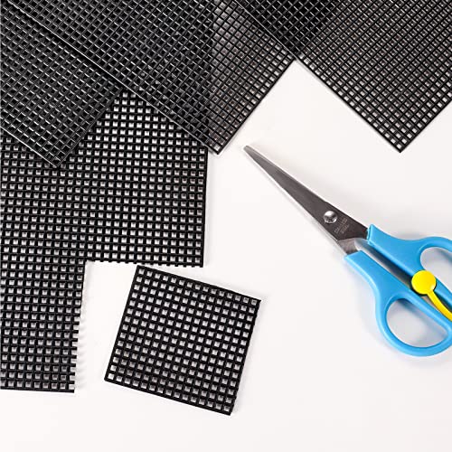 Caydo 4 Pieces 7 Count Black Plastic Mesh Canvas Sheets for Embroidery, Acrylic Yarn Crafting, Knit Crochet Projects and Make Aquarium Dividers (10.5 x 13.5 Inch)