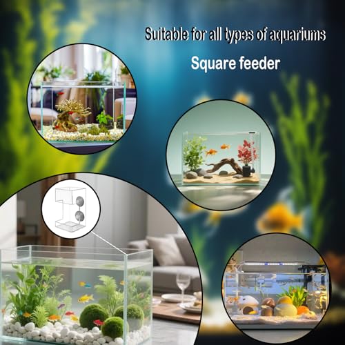 2-Pack Aquarium Square Feeders, Anti-Drift Food Collector and Leak-Proof Feeding Ring, Aquarium Accessories, Suitable for Betta Fish, Rainbow Fish, Guppies and Small Tropical Fish