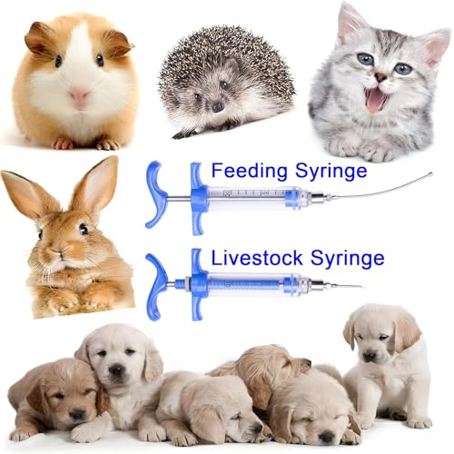 2Pcs 10ML Livestock Syringe, Reusable Adjustable Goat Drench Syringe, with 1 Drench Nozzle 10 Needles, Suitable for Small Poultry And Birds Such As Chickens, Ducks, Cats, Dogs, Etc - size: 10ML