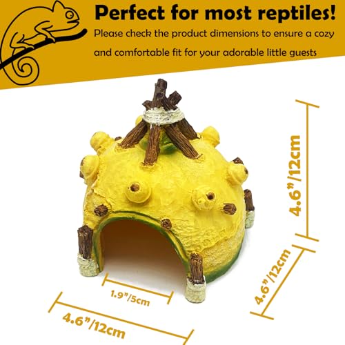 Gecko Reptile Hide Leopard Geckos Bearded Dragon Small Caves Pitaya Decoration Lizard Crested Hideout Tank Accessories Snake Décor Amphibian Habitat - style: PITAYA