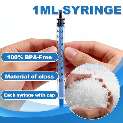 1ml syringe with Measurement for Scientific Labs, Feeding Pets, Refilling and Measuring Liquids,Dispensing,with Cap (5PCS, 1ml) - size: 5PCS-1ml
