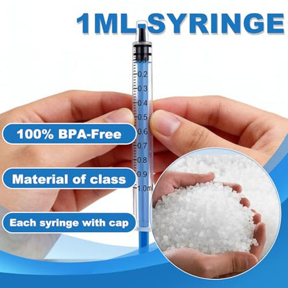 1ml syringe with Measurement for Scientific Labs, Feeding Pets, Refilling and Measuring Liquids,Dispensing,with Cap (5PCS, 1ml) - size: 5PCS-1ml