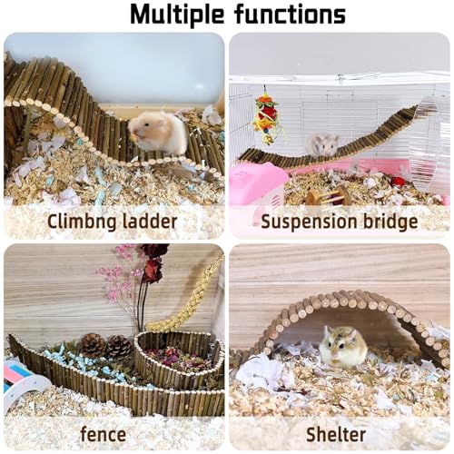 Rat Bendy Long Suspension Bridges 19.7 x 2.7 Inch Hamster Climbing Ladder Flexible Wooden Bridge for Dwarf Hamster Sugar Glider Rodents Mouse - size: 1PCS 19.7x2.7in