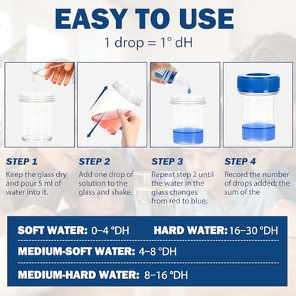 10ML Hard Water Test Kit, Rapid Quality Testing for Water | Water Hardness Test, Simple Operation Convenient to Carry of Applications for Tap water Well water Swimming Pool Spa Aquarium
