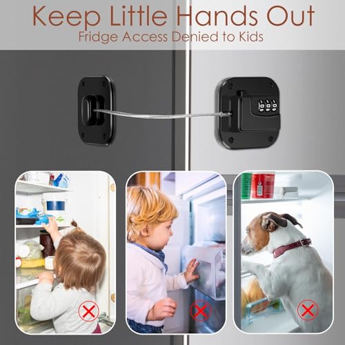 Refrigerator Lock, Combination Lock for Refrigerator Cabinets, Drawers, Heavy Duty Fridge Lock, Easy Install No Keys Needed, Black (Black-3Pack) - color: Black-3Pack