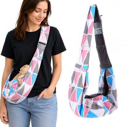 balacoo Bearded Dragon Carrier with Adjustable Strap for Outdoor Travel | Reptile Carrier Sling Bag Backpack, for Small Lizards, Ferrets, Squirrel, Hamsters, for Hiking, Shopping, Outdoor Activities