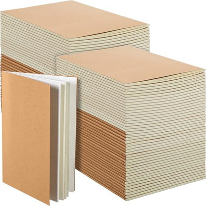 100 Pcs Journals Notebooks Bulk - Kraft Softcover A5 Small Notebooks 5.5 Inch x 8.3 Inch Notepads with 60 Page 30 Sheet for Writing Sketch Travel Office Supplies(Brown,Dot) - color: Brown, style: Dot