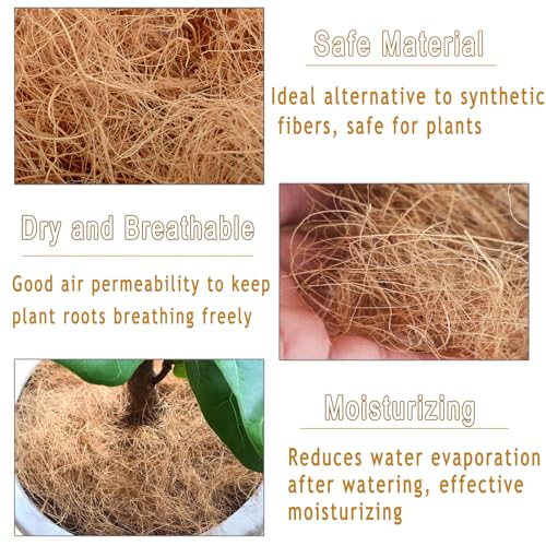 Natural Coconut Husk Silk, Organic Pure Coconut Husk Fiber Orchid Plant Coconut Fiber Substrate Coco Coir Fiber Greenery Covering Coconut Fiber for Pot Plant Carnivorous Plants (0.44 pounds)