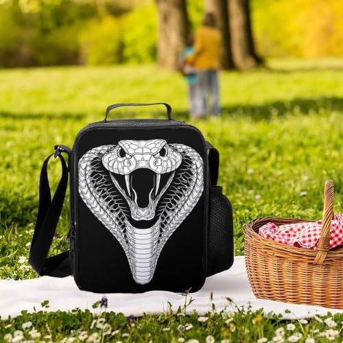 Cobra Snake Head Lunch Box Cooler Bag for Women Men | unisex adult,portable,insulated,adjustable strap,washable,bottle pocket