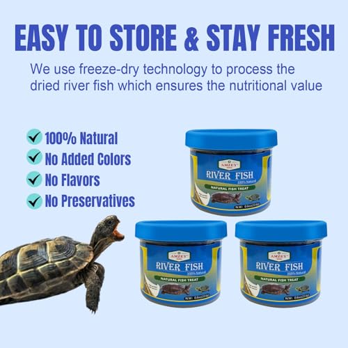 Amzey 3 Pack 0.8Oz (Total 2.4Oz or 68Gram Dried River Fish - Natural Food for Turtles, Terrapins, Reptiles and Large Tropical Fish - size: 0.8 Ounce (Pack of 3)