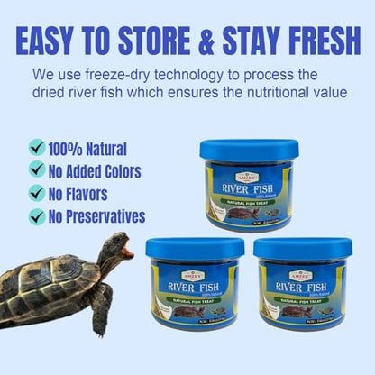 Amzey 3 Pack 0.8Oz (Total 2.4Oz or 68Gram Dried River Fish - Natural Food for Turtles, Terrapins, Reptiles and Large Tropical Fish - size: 0.8 Ounce (Pack of 3)