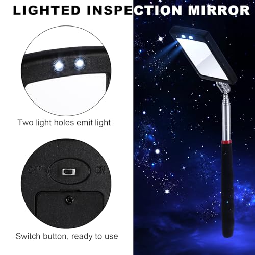 6 Pcs Telescoping Inspection Mirror,Retractable Round Mechanical Mirror Tool,Under Vehicle Square Inspection Mirror,Car Visual Reflector,Retractable Detection Mirror Repair Tool