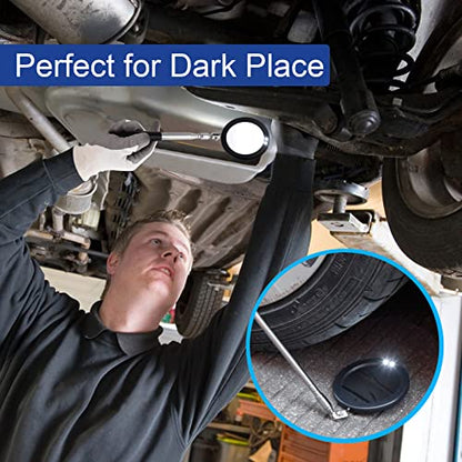 Telescoping Inspection Mirror LED Light with Large 3.75 Inches Round Mirror, 39.4 Inches Extendable, Flexible 360 Swivel, for Inspection Viewing, Mechanic Checking, Observation - style: 3.75" Round