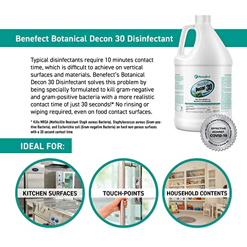 Benefect Botanical Decon 30 Disinfectant Cleaner - All Natural Formula for Effective Cleaning Power - Ideal for Restoration Jobs & Water Damage - 20476 - 1 Gallon - size: 128 Fl Oz (Pack of 1)